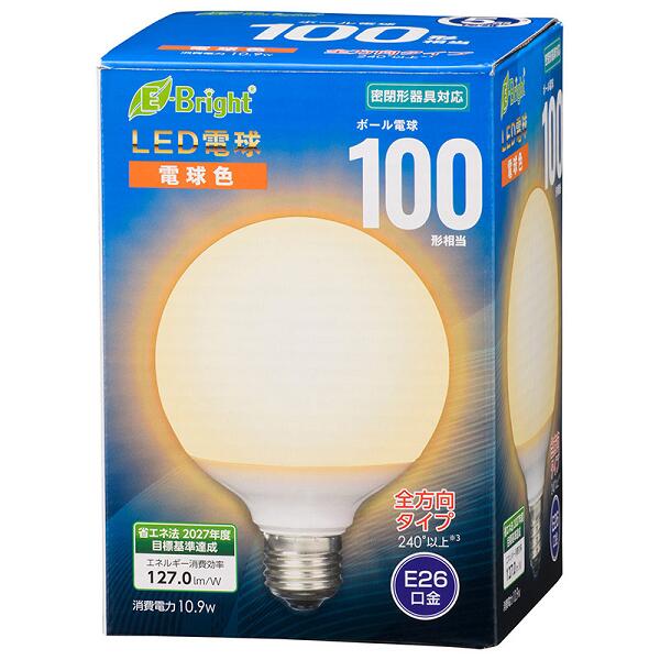 オーム電機　LED電球 ボール電球形 E26 100形 電球色 全方向 LDG11L-G AG24【品番：06-4400】 1