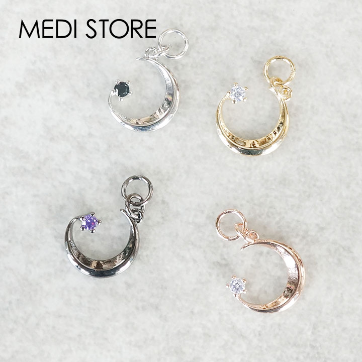 三日月ジュエルチャーム / チャーム 三日月 月 一粒ジュエル クール ペンダントトップ ネックレストップ クリスマス