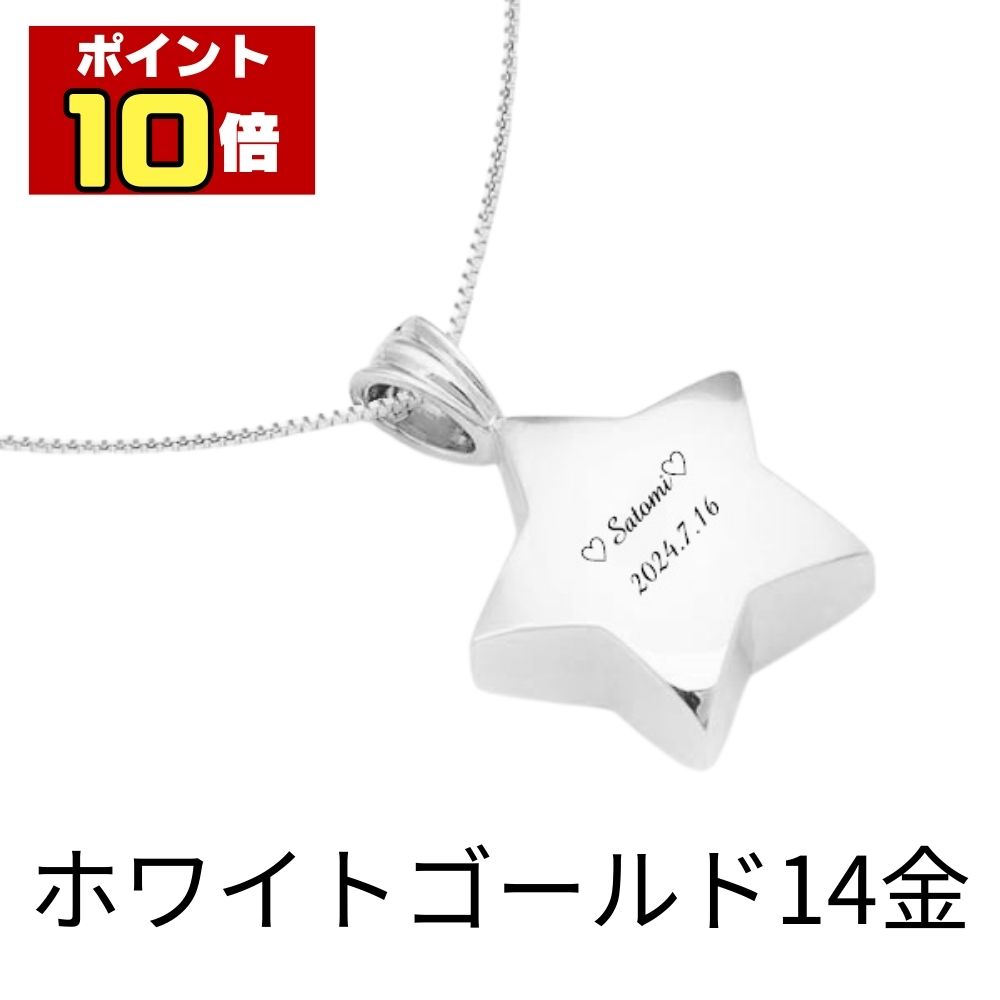 樂天商城 - 【ポイント10倍】 遺骨ペンダント 生活防水 名入れ 刻印 星 ホワイトゴールド14金 K14 ネックレス ジュエリーケース付き アクセサリー 遺骨 遺灰 持ち歩き メモリアル レディース メンズ 女性 男性 遺骨入れ 仏具 ユニセックス 分骨 骨壺 カプセル