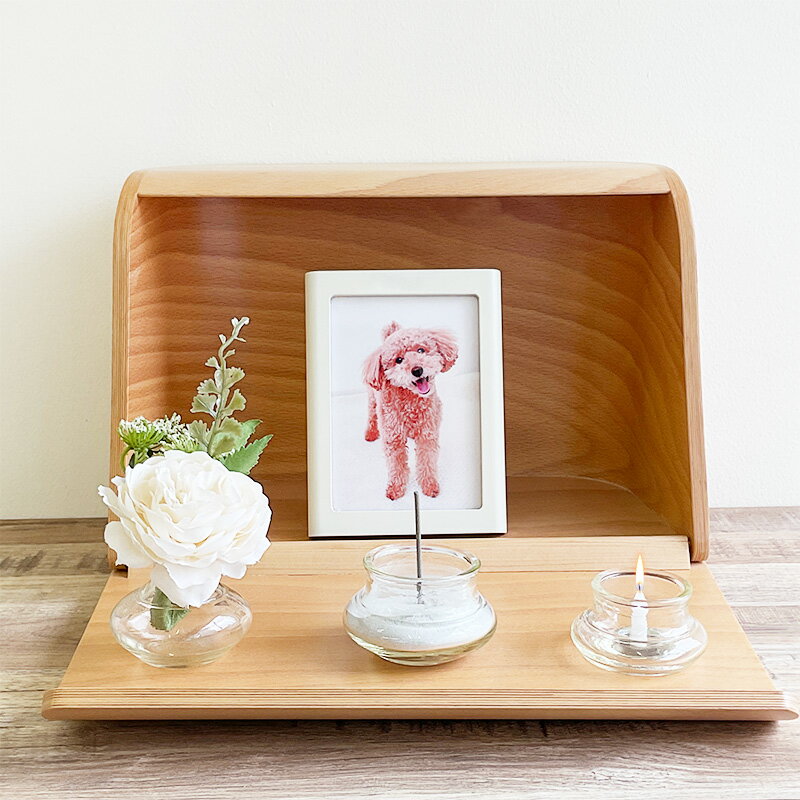 【祈りの手箱】ペット ミニ仏壇 仏具セット 仏具 仏壇 手元供養 ミニ コンパクト 小型 木製 ステージ オープン 台 ボックス タイプ おしゃれ インテリア ...