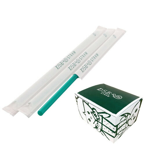 ストロー 直径6×210mm 緑 10000本（紙包装）【先着順 最大400円OFFクーポン】