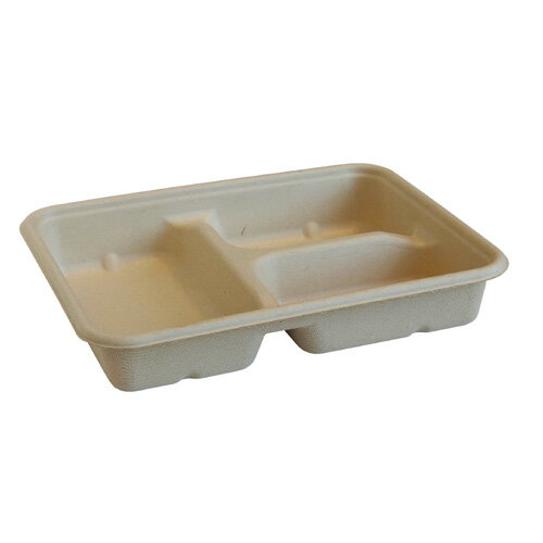 Rakuten - ［3仕切］バガスランチボックス(3C)900ml 50枚