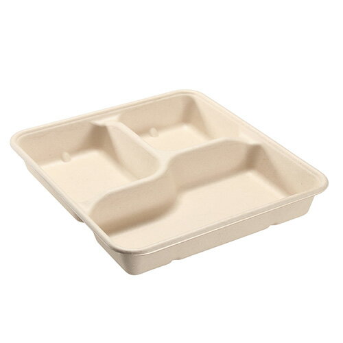 ■1枚あたり24.75円■和食、洋食、中華に対応する食品容器。■間に仕切りのある便利な食品容器です。■バガスを使用した、自然の風合いと手触り感が特徴の紙容器です。■素材に厚みがあり、手に持つと安定感があります。■燃えるゴミとして処理できる環境対応商品。■サトウキビから砂糖を搾った後の残りカスから精製された非木材系天然パルプ「バガス」を原料にした環境にやさしい紙製の容器です。■持ち運びに便利な別売のフタもございます。 サイズ 240×220×40mm 材質 バガス（非木材系天然パルプ）100% カラー ベージュ 数量 300枚 ●オーブンには対応しておりませんのでオーブンでは使用しないで下さい。●食品包材のため未使用でも、一度段ボールを開封されると返品を承れません。サイズなどご不安な場合はご購入前に店舗までお問い合わせください。専用蓋 25枚専用蓋 300枚専用PET蓋 25枚専用PET蓋 300枚