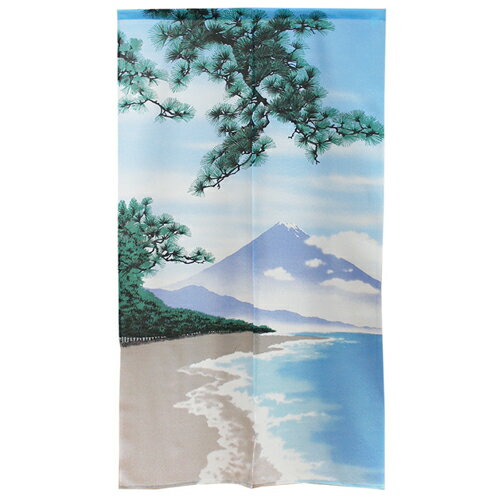 Rakuten - 市松柄レース日本の四季のれん 42197 四季富士 夏