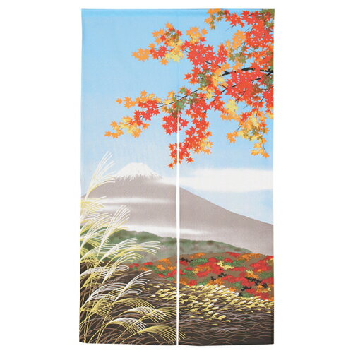 市松柄レース日本の四季のれん 42198 四季富士 秋【先着順 最大400円OFFクーポン】