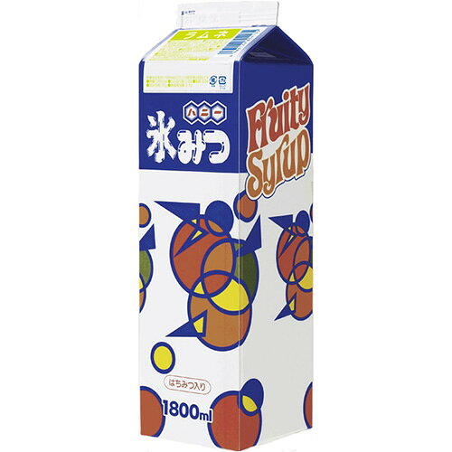 ■そのまま使えるストレートタイプのかき氷シロップです。（糖度48～55度) ■「はちみつ」独特のコクと甘みで深みのある味わいのシロップです。■すっきり爽やかラムネ風味です。 原材料 果糖ブドウ糖液糖（国内製造）、はちみつ、食塩／酸味料、香料、保存料（安息香酸Na）、リン酸塩（Na）、甘味料（サッカリンNa、ステビア、甘草）、着色料（黄4、青1） 賞味期限 製造日より30ヶ月 数量 1パック(内容量1800ml） メーカー ハニー JAN 4983124804135 ご注意 ●はちみつ使用（1歳未満の幼児には与えないでください。）●開封後は冷蔵庫保存で6ヶ月以内に使用をお願いします。（キャップを閉めた状態）