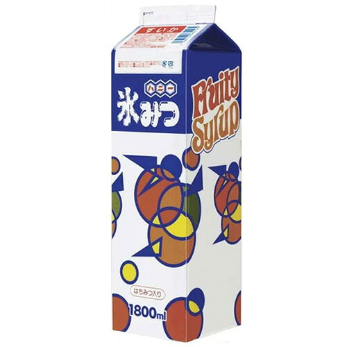 ■そのまま使えるストレートタイプのかき氷シロップです。（糖度48～55度) ■「はちみつ」独特のコクと甘みで深みのある味わいのシロップです。■甘く熟したスイカをイメージした赤のシロップです。 原材料 果糖ブドウ糖液糖（国内製造）、はちみつ、食塩／酸味料、保存料（安息香酸Na）、リン酸塩（Na)、香料、着色料（赤102）、甘味料（ステビア、甘草） 賞味期限 製造日より30ヶ月 数量 1パック(内容量1800ml） メーカー ハニー JAN 4983124830165 ご注意 ●はちみつ使用（1歳未満の幼児には与えないでください。）●開封後は冷蔵庫保存で6ヶ月以内に使用をお願いします。（キャップを閉めた状態）
