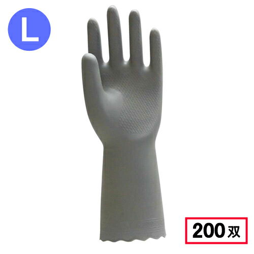 川西工業 2004 天然ゴム手袋 中厚手 1P 【Lサイズ】 グレー 200双