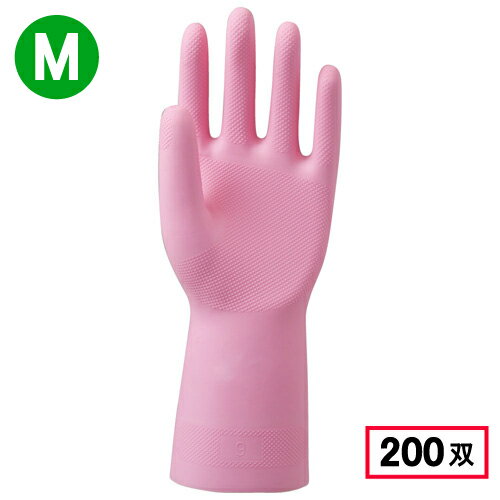 川西工業 2005 天然ゴム手袋 中厚手 1P 【Mサイズ】 ピンク 200双【先着順 最大400円OFFクーポン】