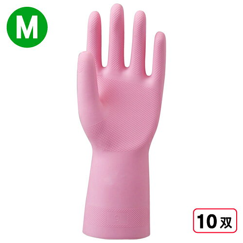 川西工業 2005 天然ゴム手袋 中厚手 1P 【Mサイズ】 ピンク 10双