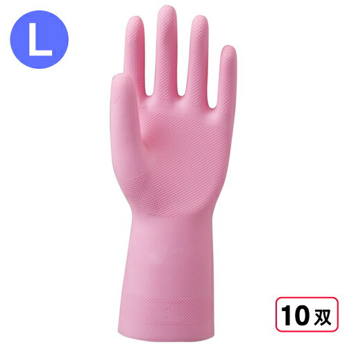 Rakuten - 川西工業 2005 天然ゴム手袋 中厚手 1P 【Lサイズ】 ピンク 10双