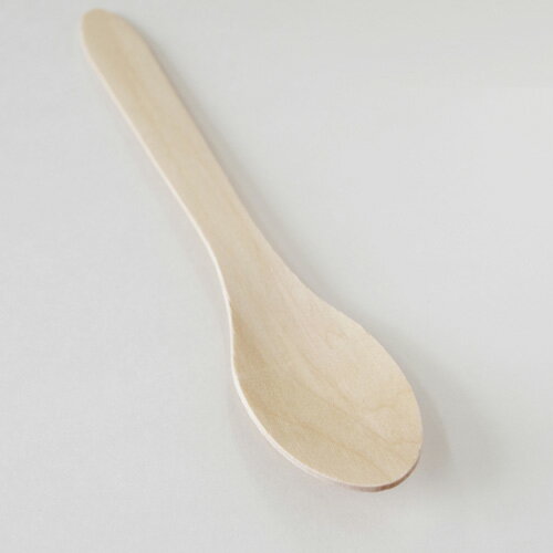ウッド 木製 スプーン 180mm（裸入）100本 /おしゃれで、かわいい ナチュラルカラーが人気の使い捨てスプーン。