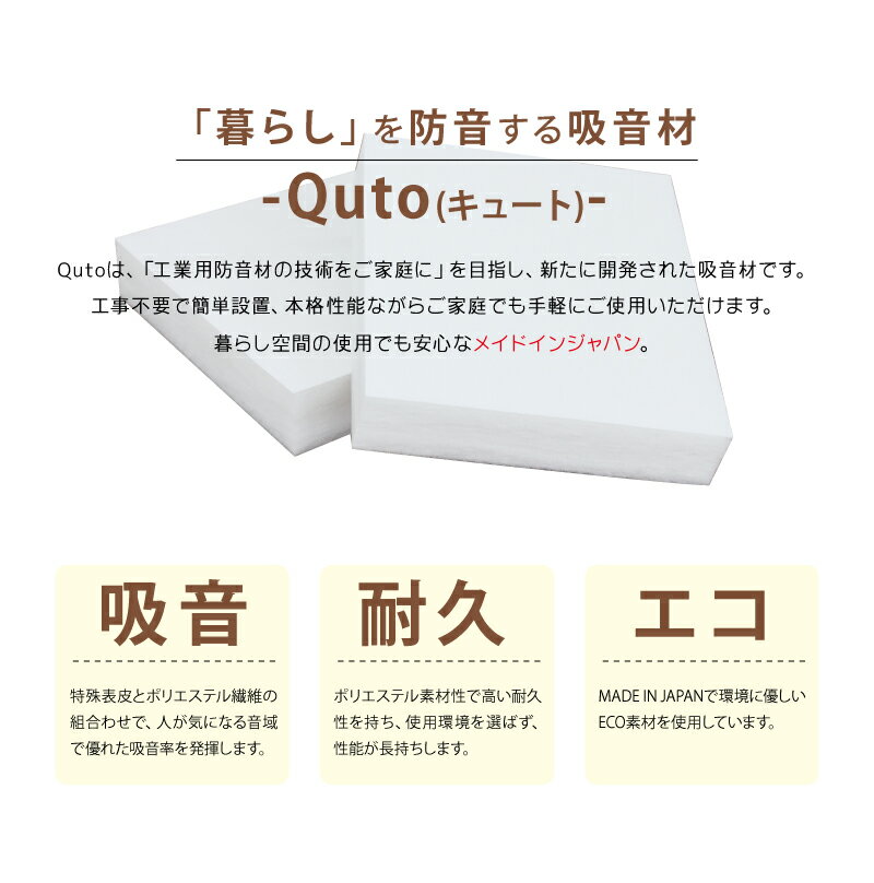 Quto 吸音パネル 50mm×900mm×600mm ホワイト 日本製 2