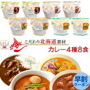 レトルト食品 国産 北海道素材の レトルトカレー 4種8食 詰め合わせ セット 【 送料無料 沖縄以外】 南華園 スープカレー ビーフカレー バターチキンカレー マッサマンカレー 常温保存 一人暮…