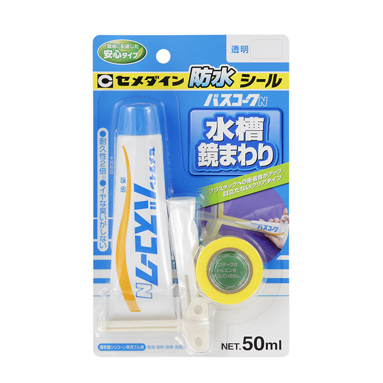 セメダイン バスコークN 透明 50ml 高性能シリコーン系充てん材 HJ-148 防水シール 水槽 鏡まわり プラスチック 目立…