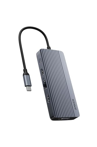 Anker USB-C ハブ (10-in-1, Dual Display) 100W USB PD対応 4K HDMIポート 1080p VGAポート 5Gbps 高..