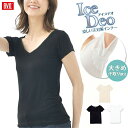 【30%OFF】お買い得 BVD ICEDEO アイスデオ 2分袖 シャツ レディース 涼しい 多機能 インナー 汗取りパッド 汗対策 接触冷感 抗菌防臭 吸汗速乾 タグレス M L