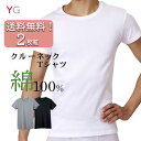 【9/1~9/30までエントリーで更に10倍!】お買い得 送料無料 2枚組 セット YG グンゼ クルーネック Tシャツ 綿100% メンズ 男性 紳士 肌に優しい 定番 オールシーズン 抗菌防臭加工 インナー M L LL ブラック 黒 グレー 紺 ホワイト 白 コットン