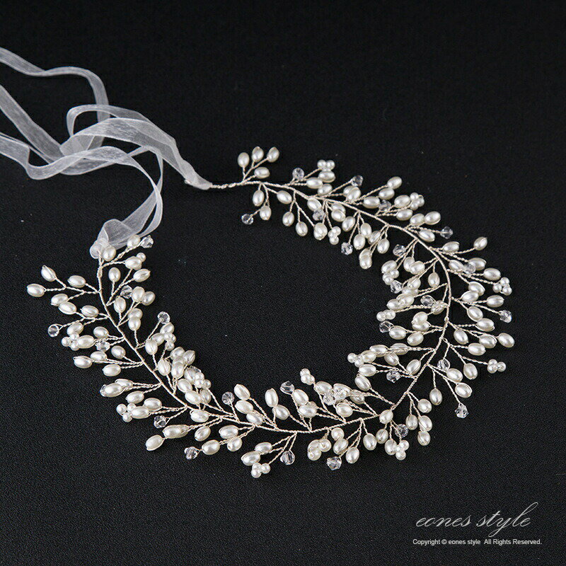 ヘアアクセサリー 手作り 髪飾り 子供 ヘッドドレス 女の子 ピアノ 発表会 ホワイト リボン クリスタルビーズ パールビーズ ティアラ カチューシャ プレゼント 誕生日 結婚式 ブライダル ウエディング 写真撮影 (MA24)