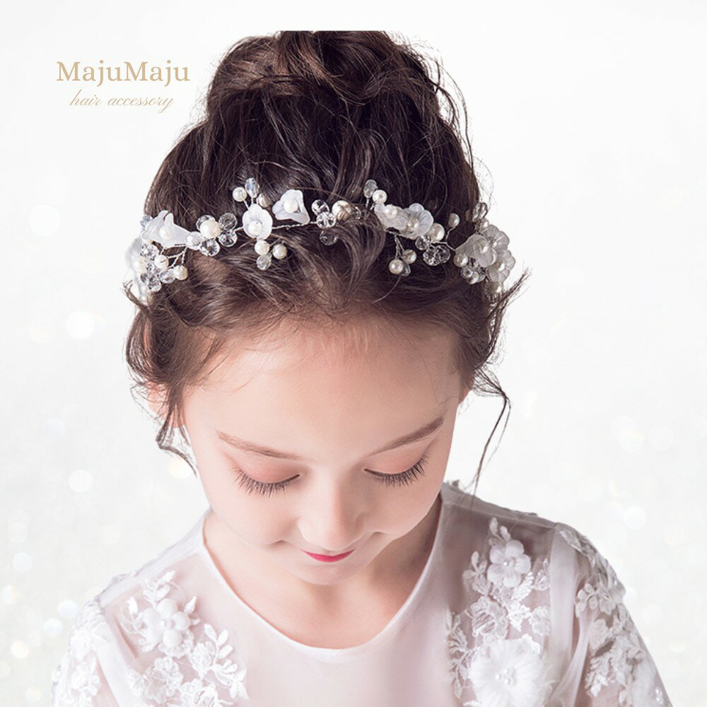 ヘアアクセサリー ピアノ発表会 髪飾り ヘッドドレス 子供 レディース 女の子 キッズ 花 あさがお ホワ..