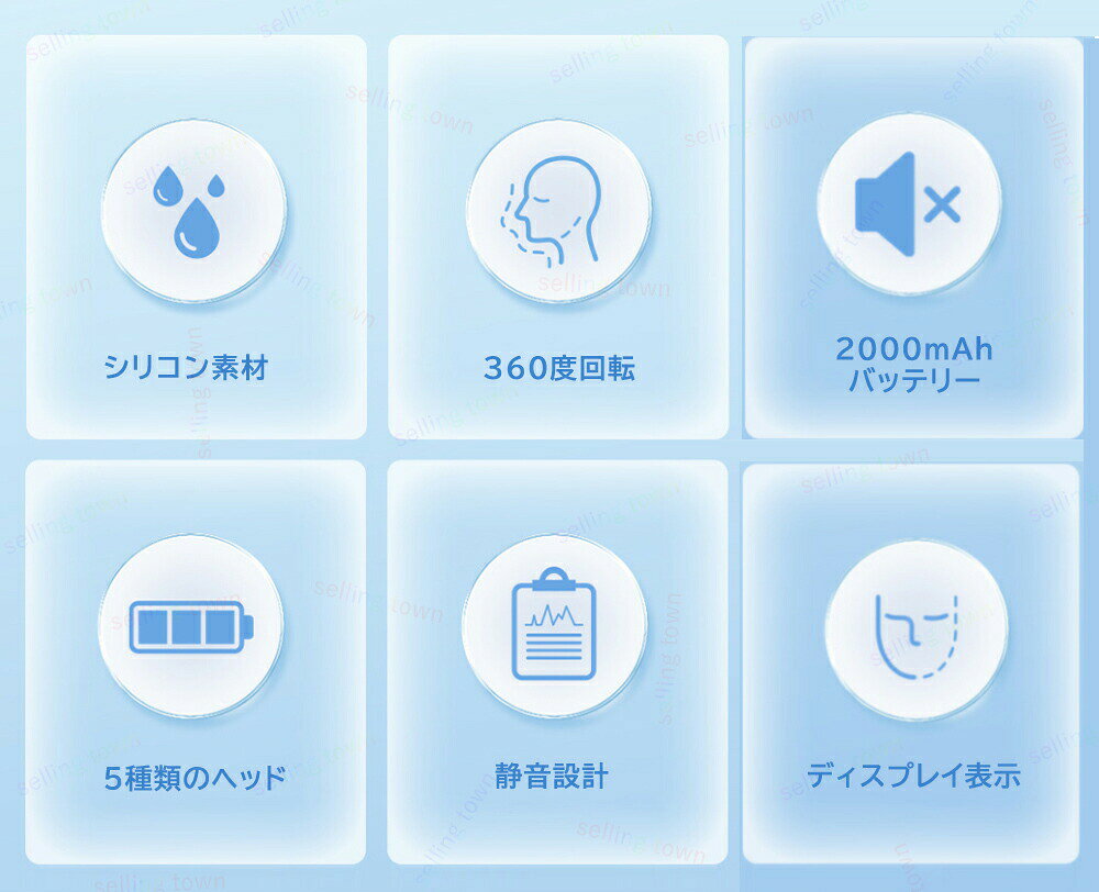 電動歯ブラシ 歯磨き器 5つの研磨ヘッド 歯消しゴムクリーナーポリッシャー IPX7防...