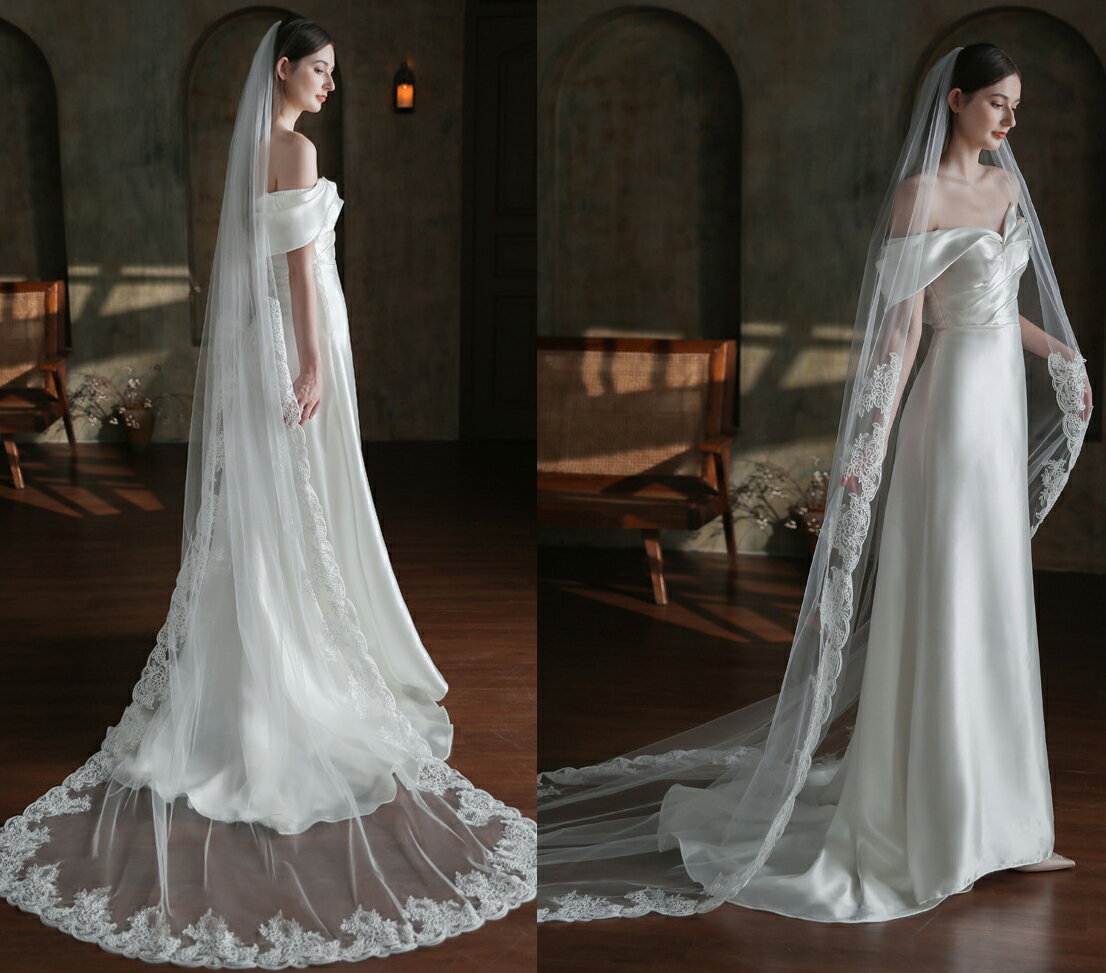 ベール 【ロングベール】結婚式 1層 コーム付き ロング ウェディングベール ウエディングベール ウエデ..