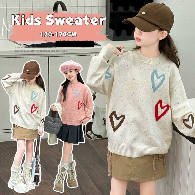 【送料無料】キッズ セーター 女の子 子供服 ニットセーター ハート柄 セーター キッズ 子供セーター ..