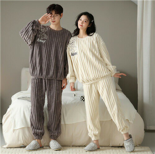 ペアパジャマ 冬 モコモコ 男女2着 セット カップル ペア ルームウェア 長袖 ペア パジャマ 夫婦 もこもこ メンズ ペアパジャマ カップル 秋 結婚祝い プレゼント ペアパジャマ カップル お揃い プレゼント ギフト カップル ペア ルームウェア モコモコ 部屋着 クマ