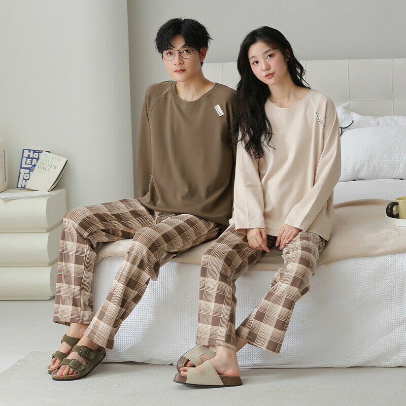 ペア パジャマ 長袖 男女2着 セット 春 カジュアル セットアップ ゆったり 秋 シンプル 綿 高級 カップル ペア ルームウェア 春秋 ペアパジャマ 冬 結...