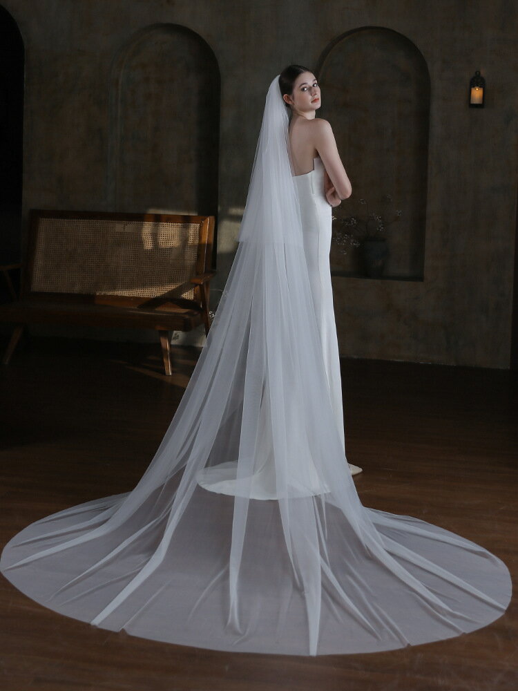 ベール 【 ロングベール 】 結婚式 2層 コーム付き ロング ウェディングベール ロングヴェール ウエディングベール ウエディング ウェディング 花嫁 アクセサリー長い 可愛い かわいい 白 エレガント 被りベール レース【ts227jd】