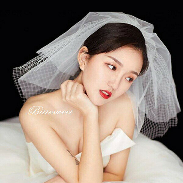 ベール ミニベール 欧米風 ショートベール ウエディング 髪飾り ウェディングベール シンプル ウエディ..