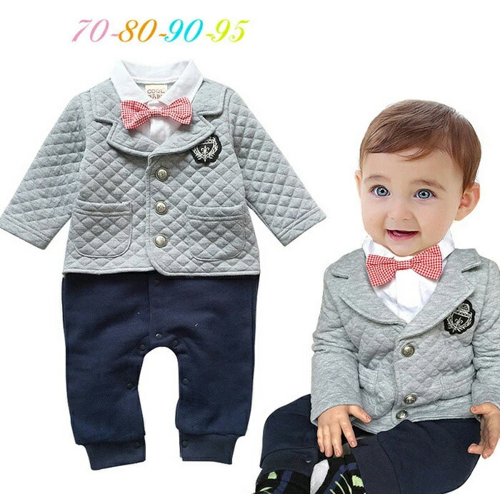 Rakuten - 送料無料 フォーマル 男の子　ベビー　タキシード　キッズ　子供服　新生児カバーオール　ロンパース　 男の子　フォーマル　 七五三　結婚式　スーツ　カジュアル　　長袖　燕尾服　ベスト　出産祝い　フォーマルスーツ 男の子 フォーマル