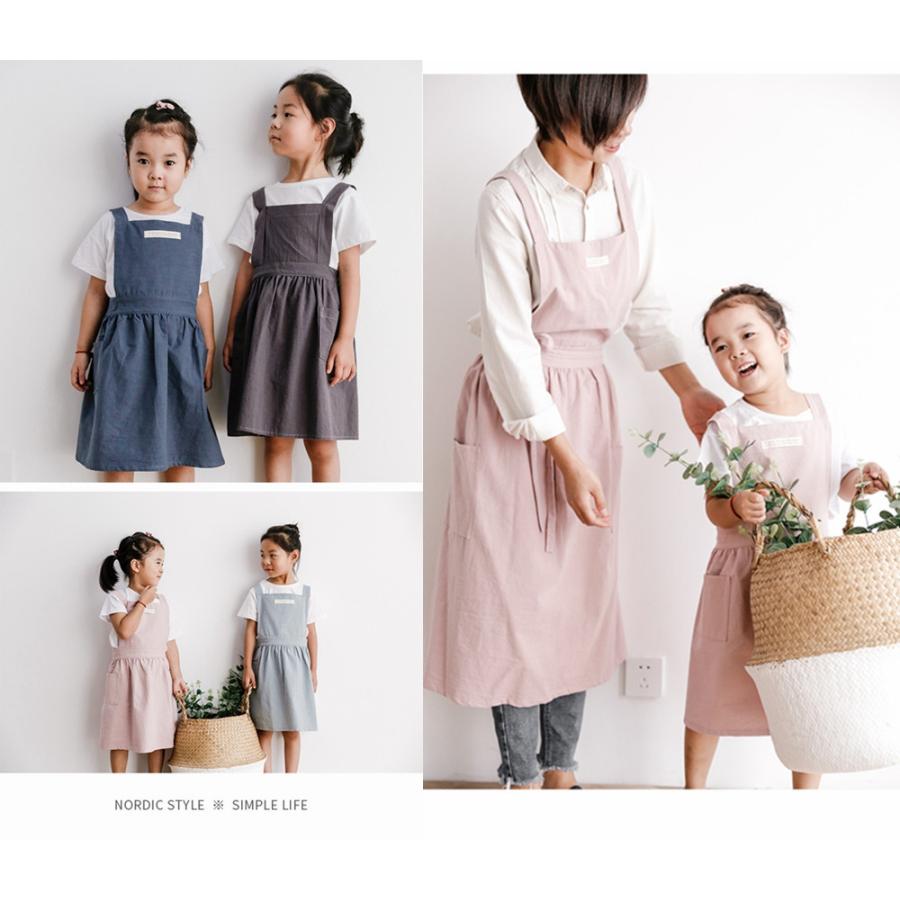 Gingham Aprons - 子供 大人用 親子エプロン 前掛け おしゃれ レディースエプロン 業務用 家庭用 花屋 作業用 無地 首掛け 透けない DIY ガーデニング 園芸 飲食店 北欧風 リネン