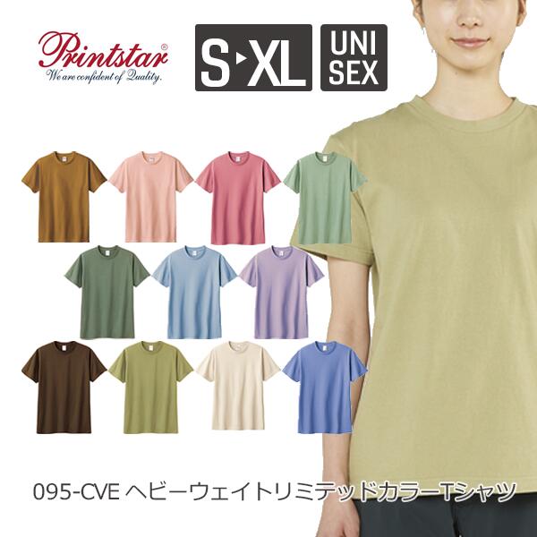 【メール便】Printstar 5.6オンス ヘビーウェイトリミテッドカラーTシャツ 00095-CVE｜メンズ レディース ユニセックス｜半袖 無地 クルーネック 綿｜茶色 ブラウン ピンク ブルー ラベンダー ベージュ くすみカラー 全11色｜S M L XL XXL(2XL) XXXL(3XL) (T)