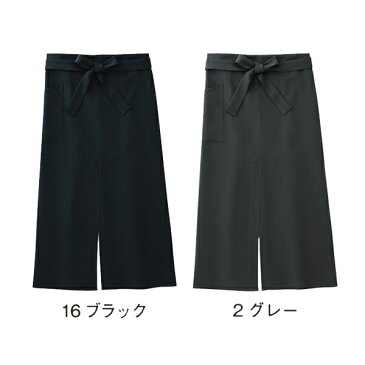 ワークエプロン カフェエプロン 制服 ポリエステル 無地 ロング丈 前掛け メンズ レディース F グレー 黒 ブラック FK7078 FACE MIX スリット入り ロングエプロン (B)