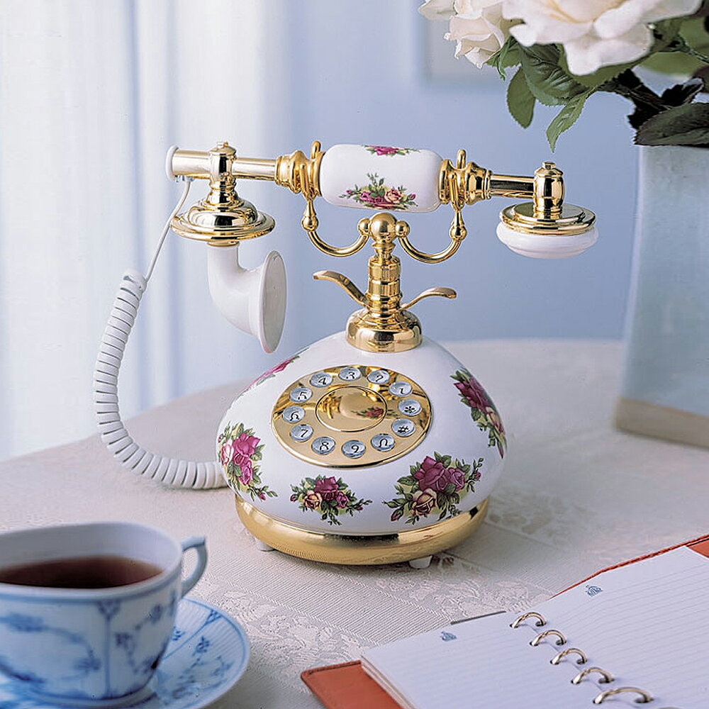 高級陶磁器 アンティーク 電話機 Porcelain Telephone 【HT-9007A】骨董品 磁器 電話 ダイヤル回線 プッシュ回線 インテリアにも最適！