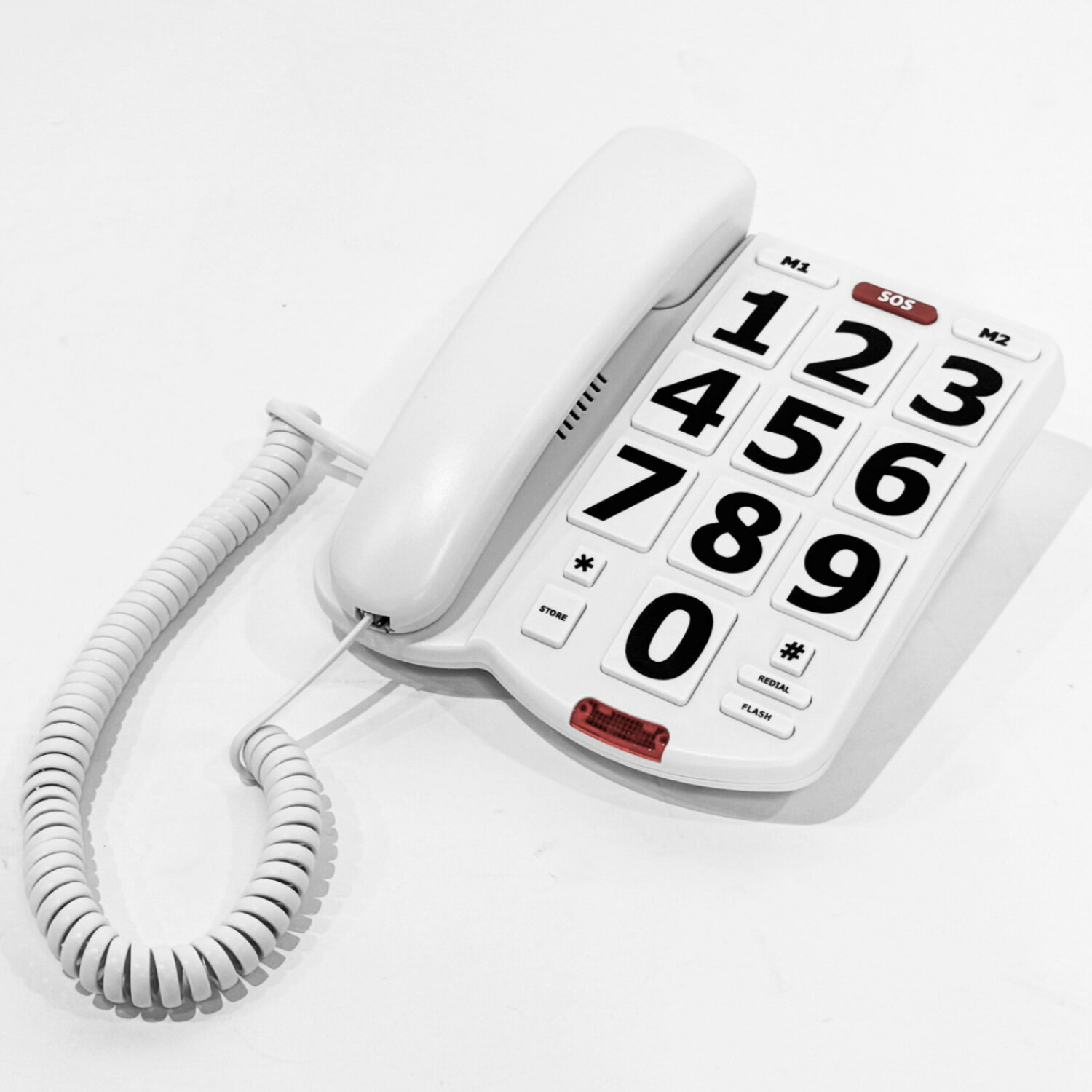 固定電話機【ビッグボタン】 プッシュホン 電話機 受話器 アナログ回線 有線 文字盤 巨大文字 番号 テレフォン IP電話 プッシュホン コード 回線 シンプル 電源不要 モジュラーケーブル