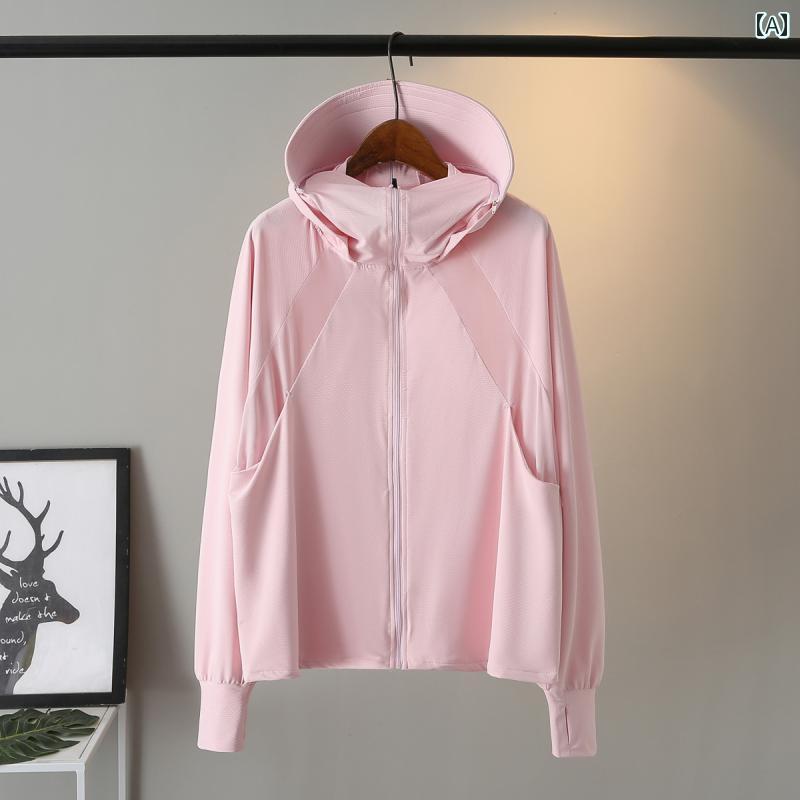 大 サイズ アイス シルク フード 付き つば 日焼け 止め 服 女性 2023 夏 脂肪 ミリメートル 抗 UV 薄型 通 気性 屋外 日焼け 止め 服