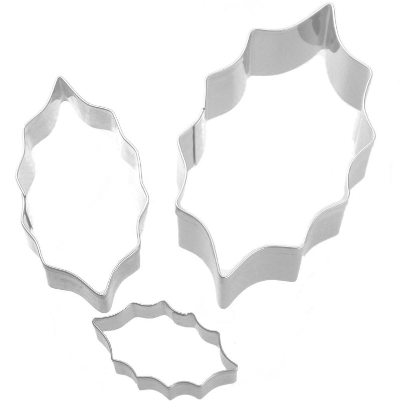 ナガオ クッキー抜き型 クッキーカッター ステンレス ヒイラギ 大・中・小 3本