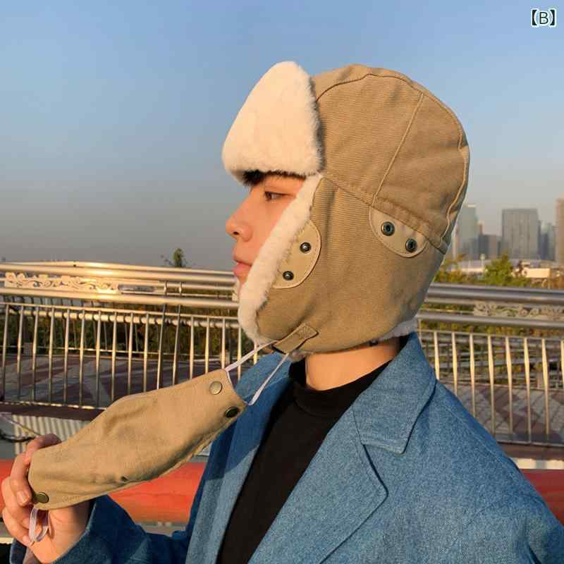 帽子 メンズ 雷鋒帽 冬季 暖かい 防寒 耳あて付き アウトドア 自転車 学生 冷たい帽子 韓国風 ブラック グレー キャメル イエロー カーキ 防風 保温