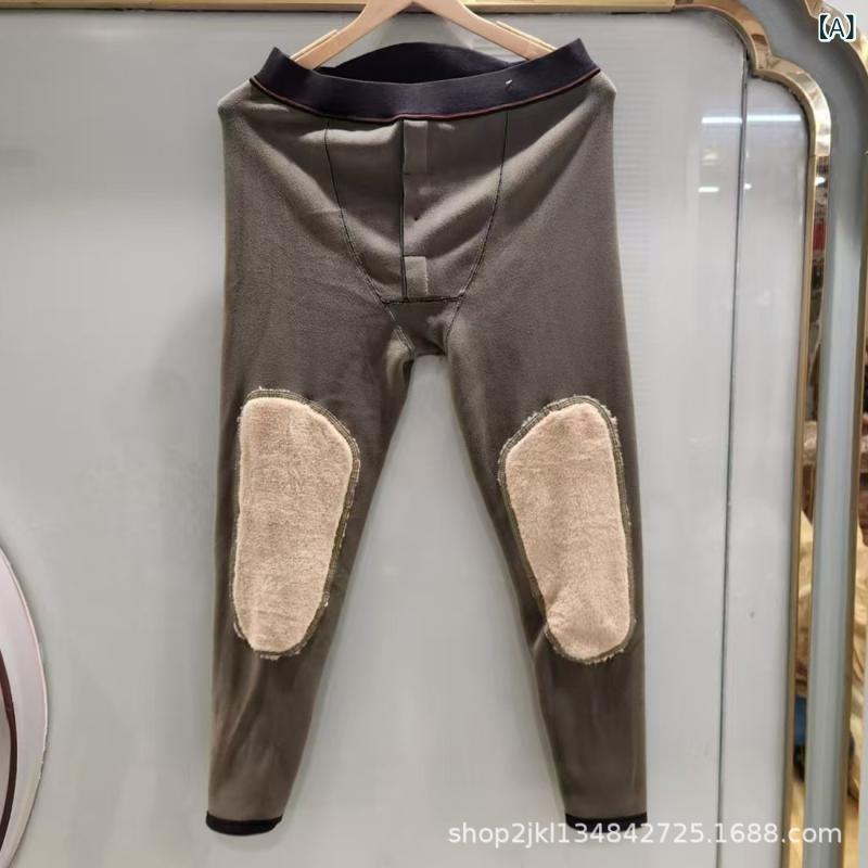 メンズ タイツ スパッツ 加絨 伸縮性 高腰 保温 膝当て付き あったかインナー レギンス 男性用 秋冬 厚手