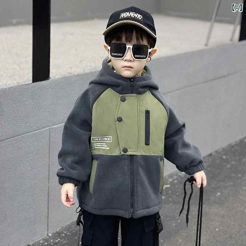 子供用コットンジャケット 男の子 裏起毛 アウター 秋冬服 3歳 4歳 5歳 6歳 7歳 8歳 幼児 園児 小学生 ..