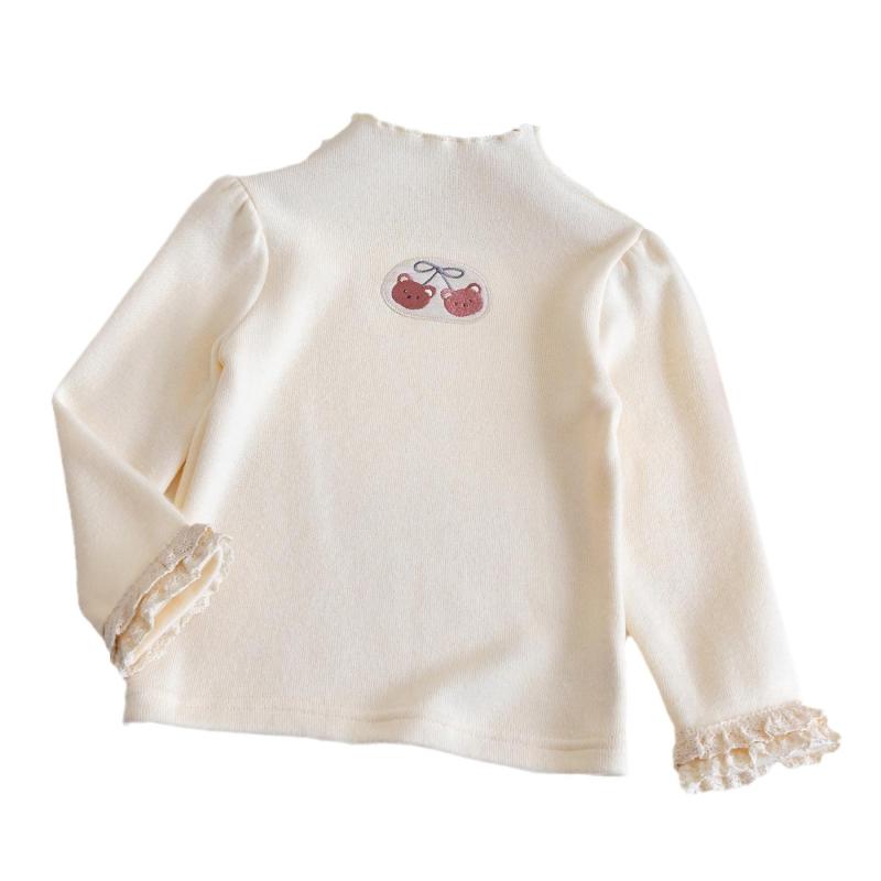 Tシャツ 子供服 長袖 秋冬 裏起毛 ハイネック 無地 ガールズ 暖かい トップス カッ...