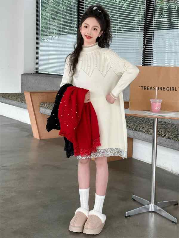 樂天商城 - ニット・セーター キッズ 女の子 子供服 秋冬 半高ネック 無地 トップス インナー ゆったり 普段使い かわいい ガーリー 長袖 120cm 130cm 140cm 150cm 160cm 170cm