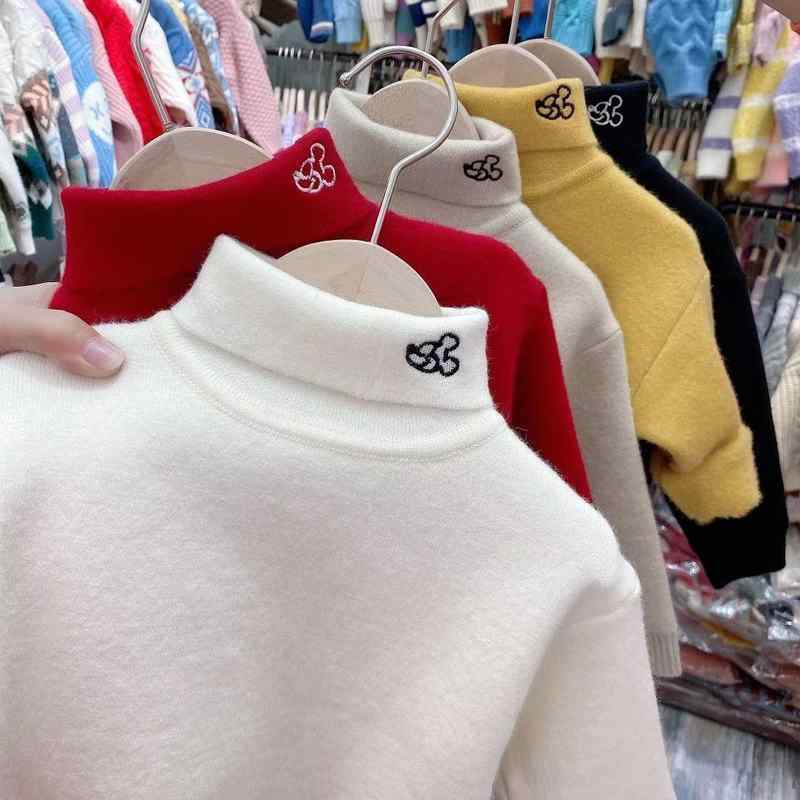 Sweater - 子供 ニット セーター 男児 女児 裏起毛 ハイネック トップス 秋冬 インナー ウェア 柔らかい 肌触り 伸縮性 通園 通学 普段使い