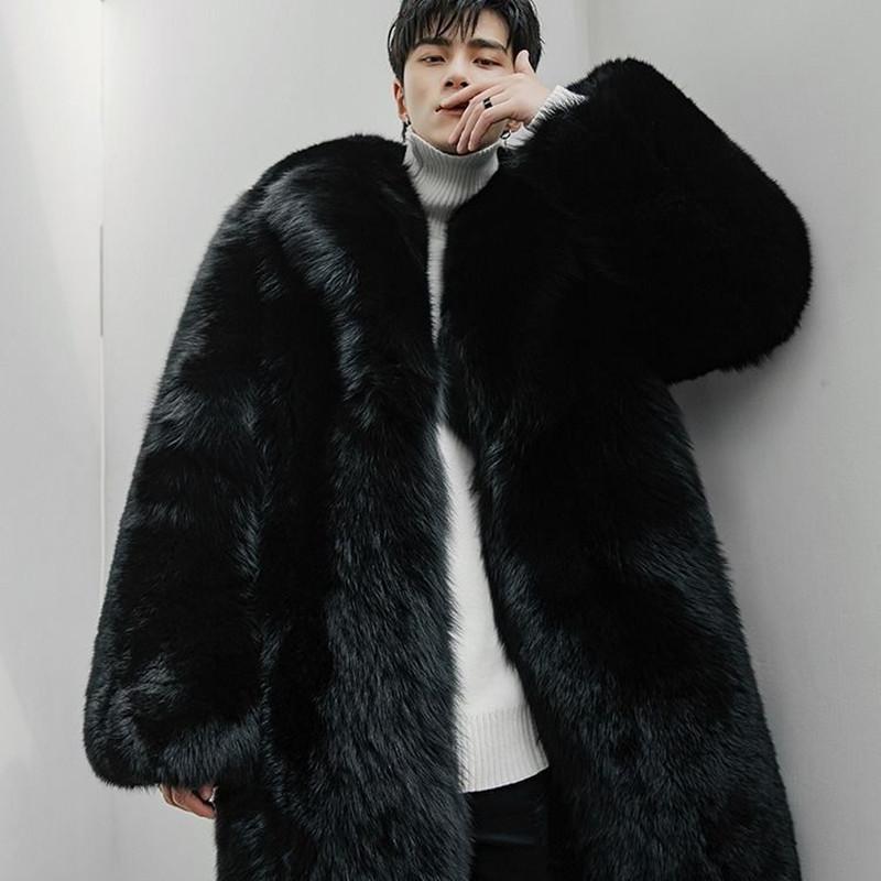 コート メンズ 男性用 フェイクファー 毛皮 ミンクファー बिजनेस アウター ブラック 防寒 暖かい 秋冬
