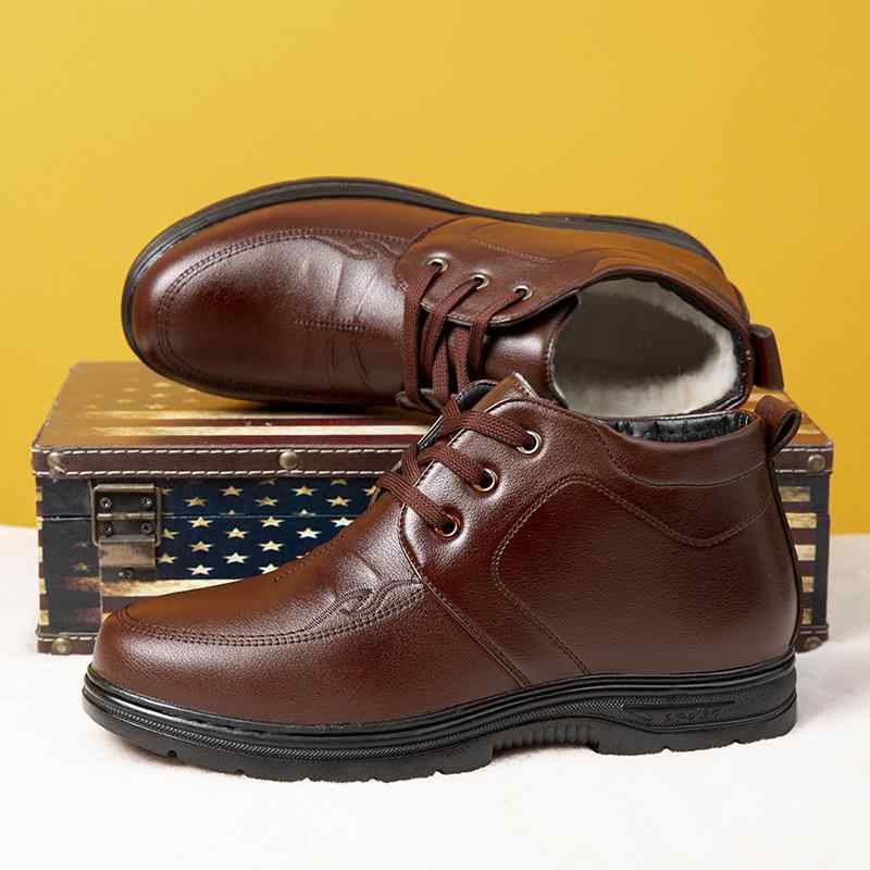 靴 メンズ レザー コットン シューズ 秋冬 暖かい 防寒 滑り止め ワークブーツ ショートブーツ カジュ..