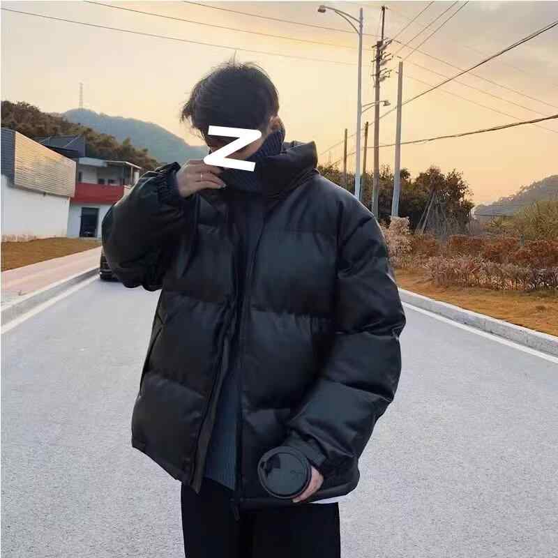 棉服 男性用 中綿入りジャケット 韓国風 立襟 アウター ブラック 冬服 厚手 格子柄 コットン ゆったり 普段使い