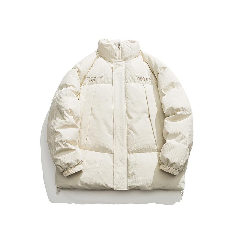 綿入りジャケット 男性用 無地 コットンジャケット カジュアル 防寒着 ブルゾン スタンドカラー 秋冬 リラックスフィット ライトアウター ベージュ系 ブラック パープル グリーン グレー