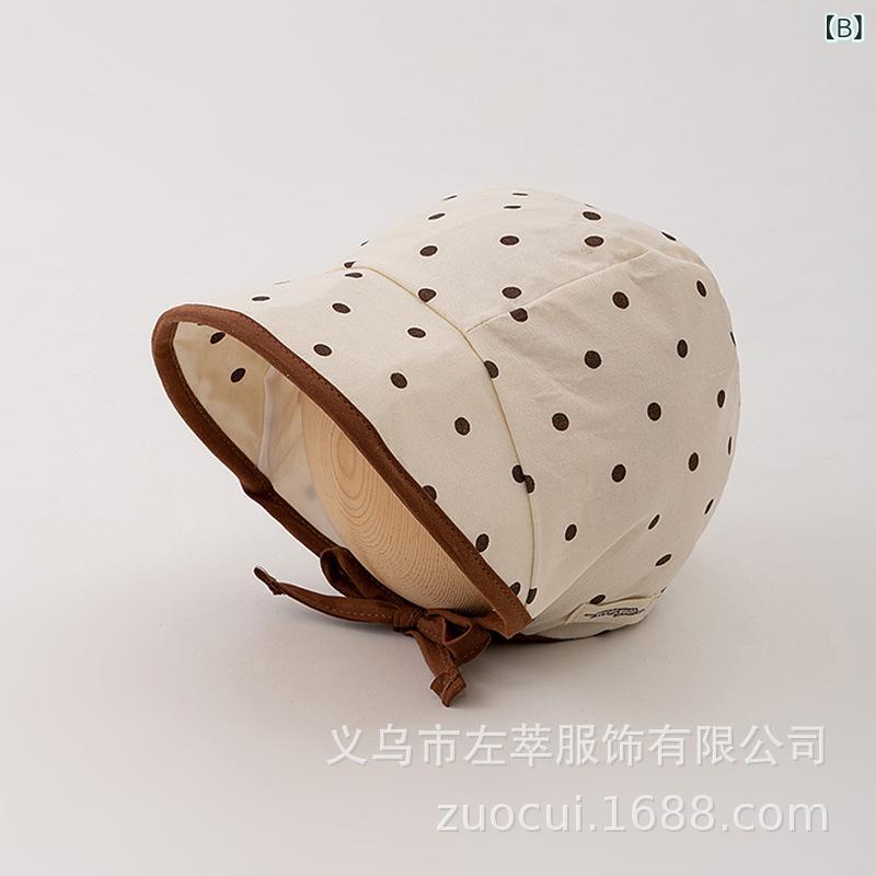 ベビー 帽子 春夏 水玉 ドット柄 顎紐付き ハット 日よけ 紫外線対策 かわいい 赤...